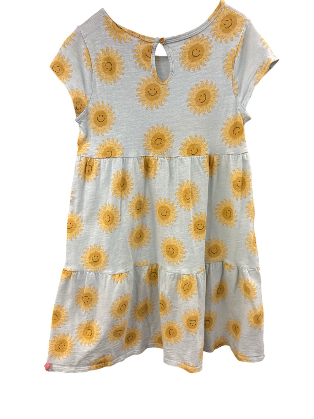 Organic Cotton Sun 🌞 Tiered Dress - Yellow Sun Print - Picture 2 of 3